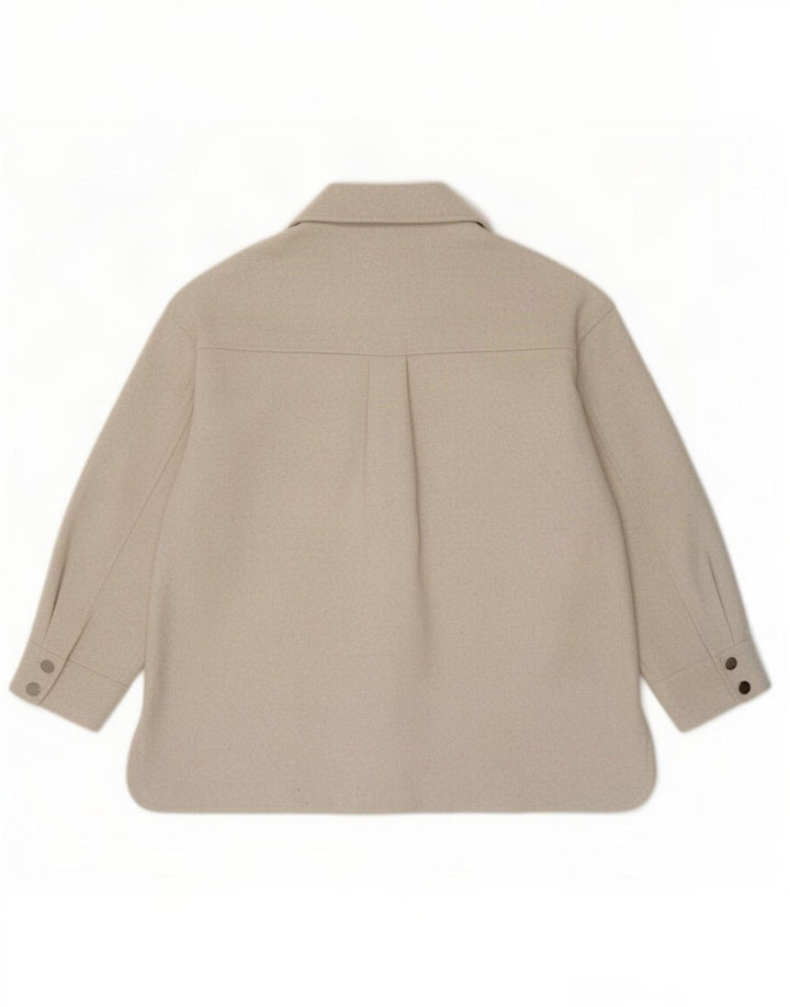 Camicia overshirt da donna Zara vestibilità ampia UK 14 Poliestere beige medio