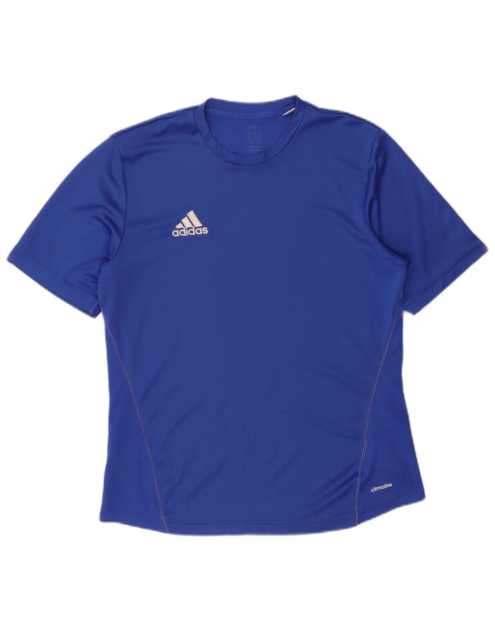 T-shirt Adidas Climalite da uomo Top in poliestere blu medio