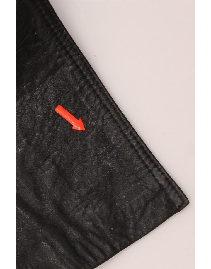 Cappotto in pelle da uomo vintage UK 38 in pelle nera media