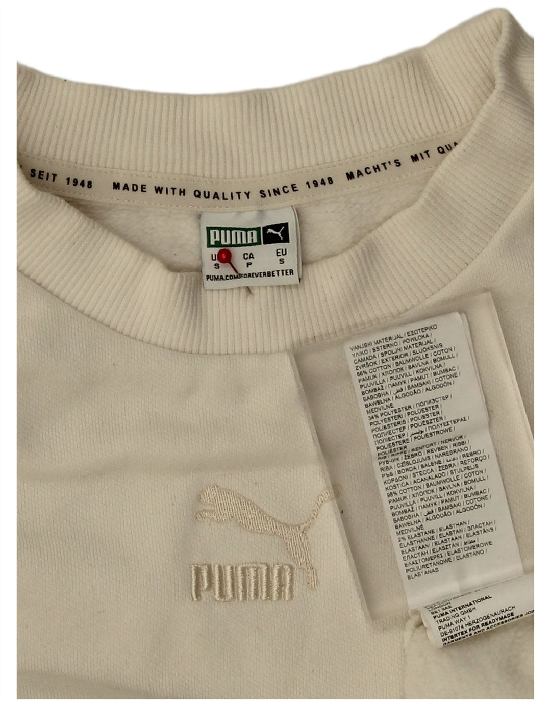 Felpa oversize da donna Puma UK 10 piccola in cotone bianco
