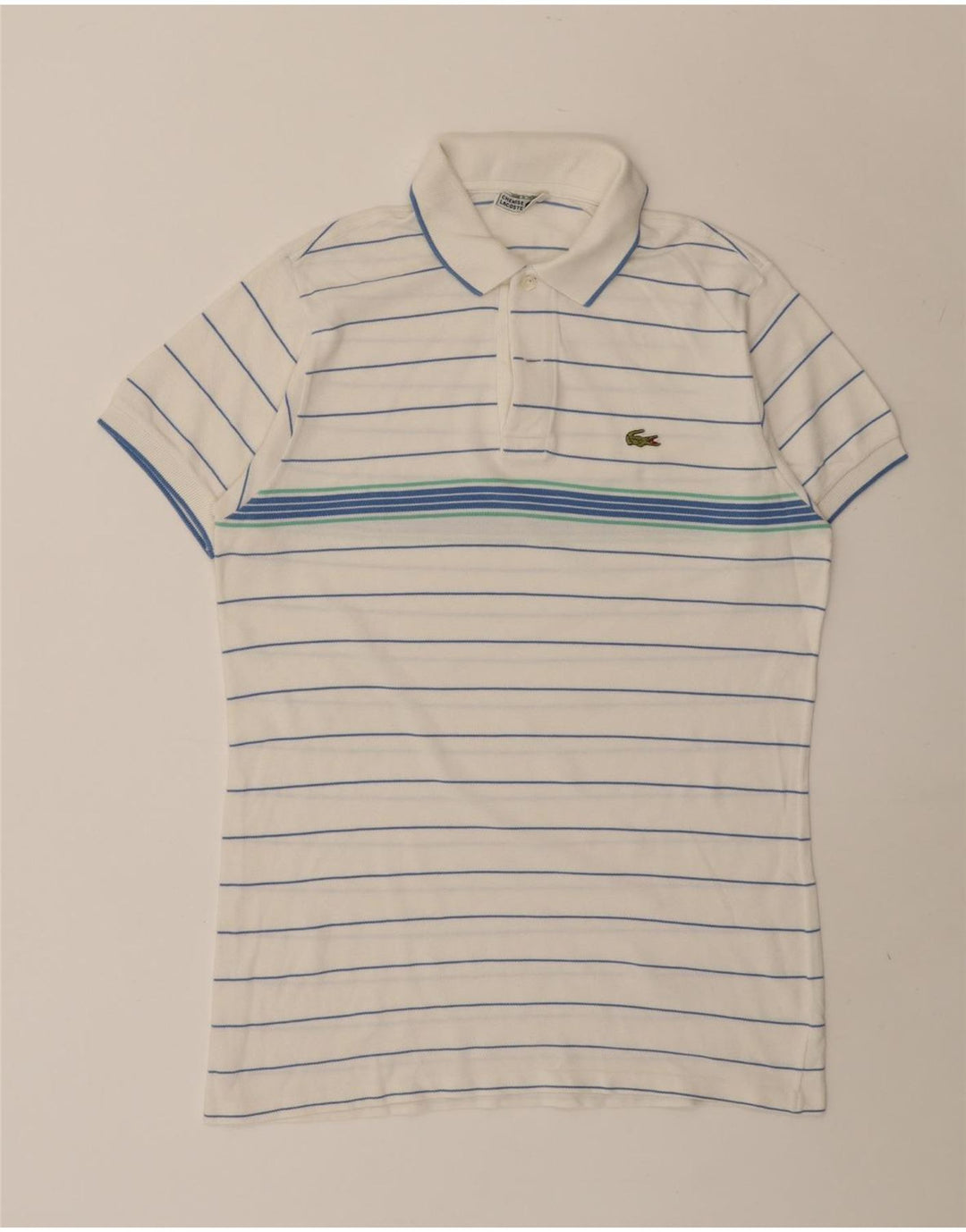 Polo da uomo Lacoste taglia 4 cotone a righe bianche medie