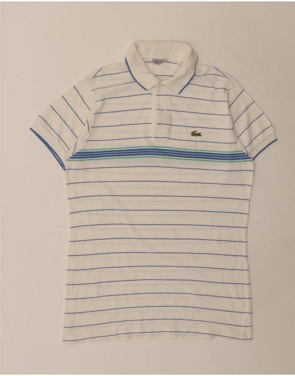 Lacoste Mens Polo Shirt Size 4 Medium White Striped Cotton