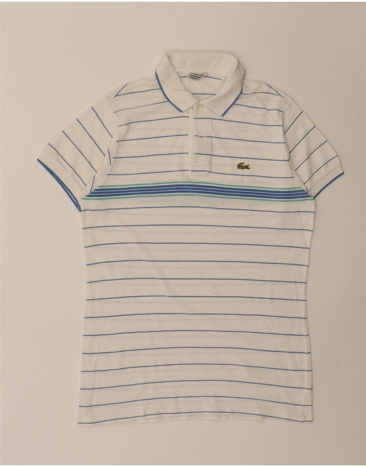 Polo da uomo Lacoste taglia 4 cotone a righe bianche medie