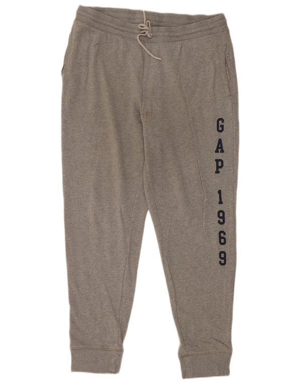 Gap Mens Graphic Tracksuit Trousers Joggers Large Grey Flecked Cotton