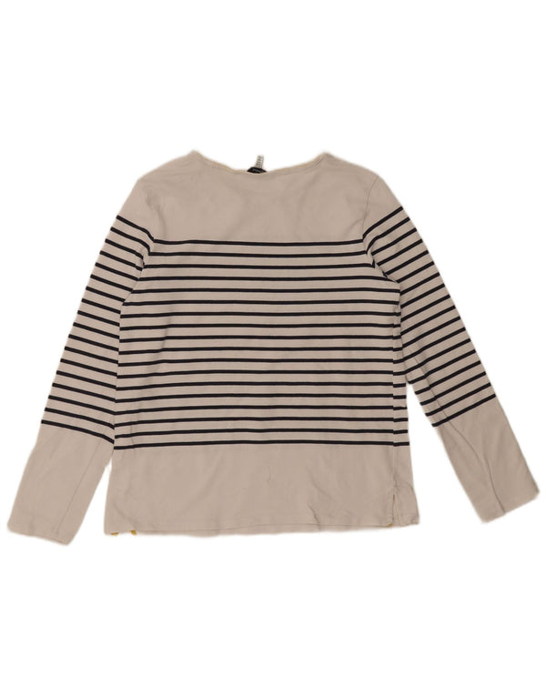 Joules Top da donna a maniche lunghe UK 12 Cotone a righe bianche medie
