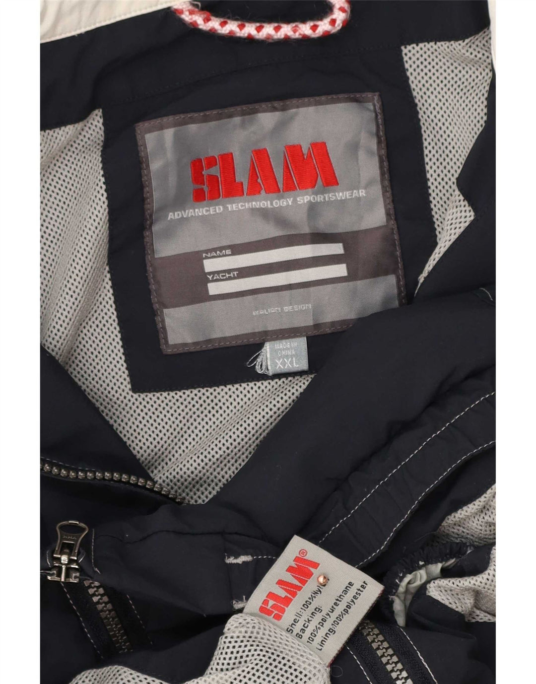 Giacca antipioggia grafica da uomo Slam UK 44 2XL Nylon blu navy