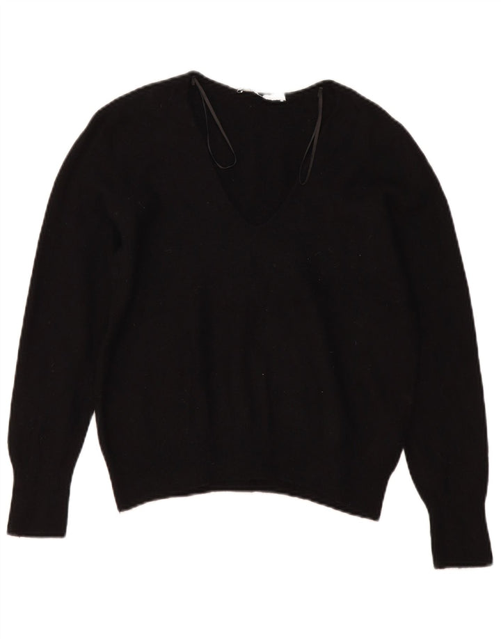 Maglione Zara da donna con scollo a V UK 10 piccolo in lana nera