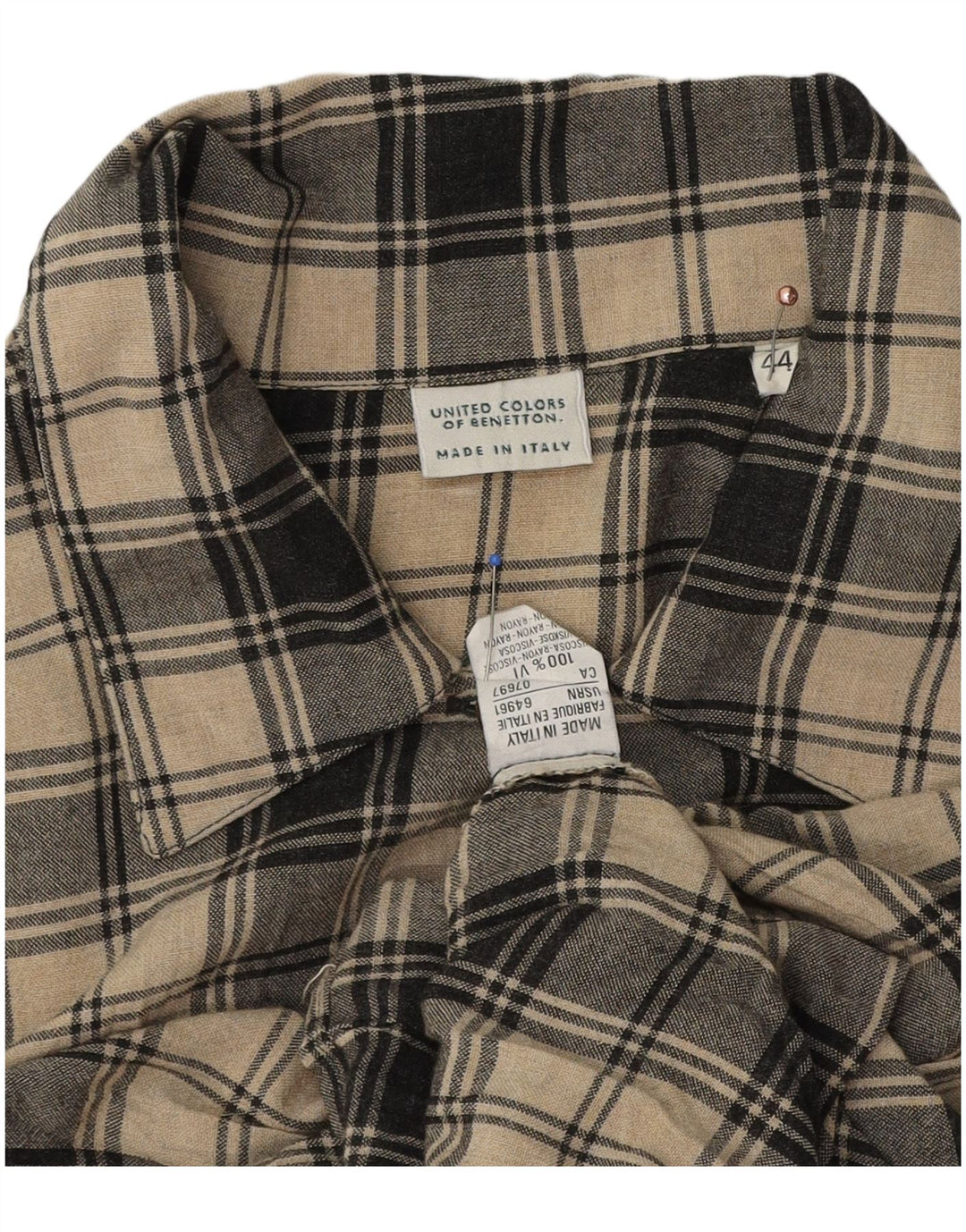 Camicia Donna Benetton IT 44 Viscosa Scozzese Beige Medio