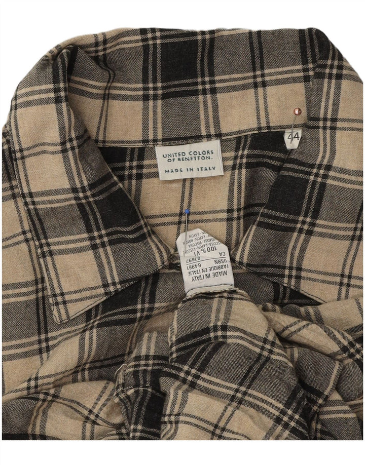 Camicia Donna Benetton IT 44 Viscosa Scozzese Beige Medio