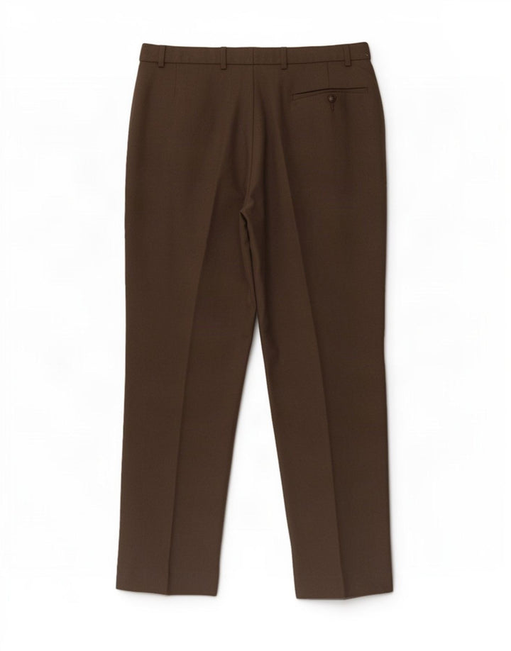 Pantaloni da abito dritti da uomo Marks & Spencer W36 L31 poliestere marrone