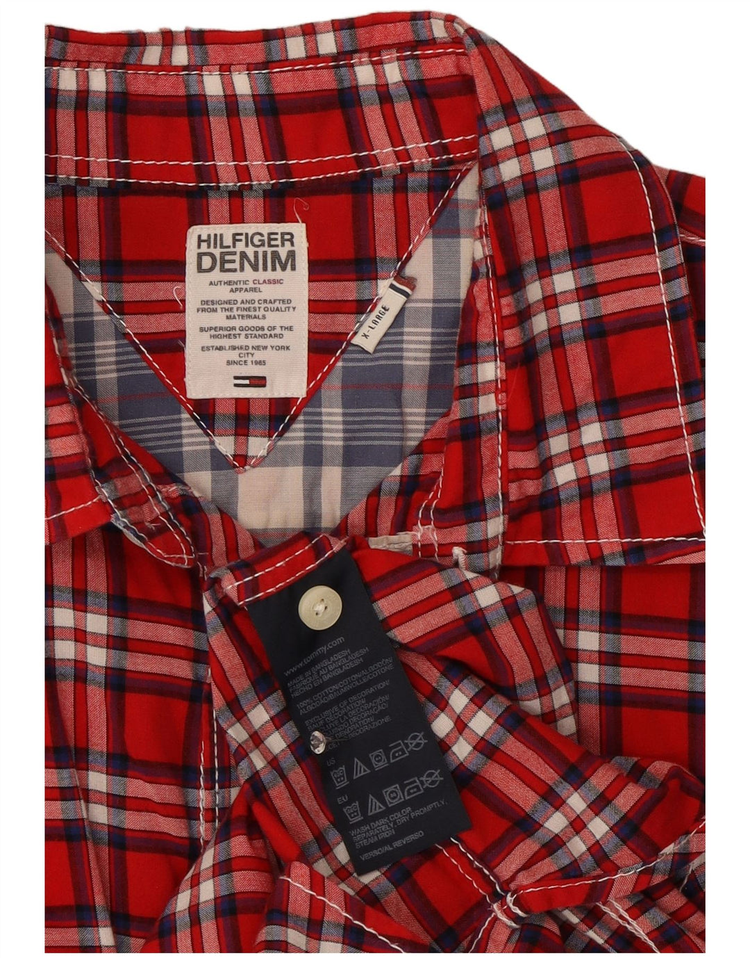 Camicia da uomo Tommy Hilfiger XL in cotone a quadri rossi