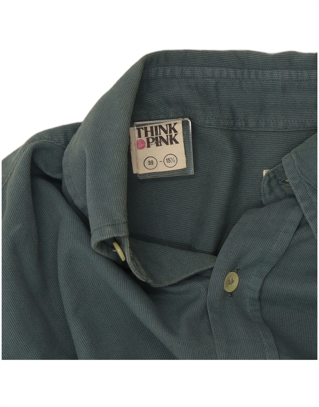 THINK PINK Camicia da uomo taglia 39 15 1/2 cotone verde medio