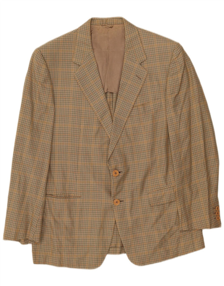 Giacca blazer da uomo a 2 bottoni Burberrys IT 52 grande cotone a quadri beige