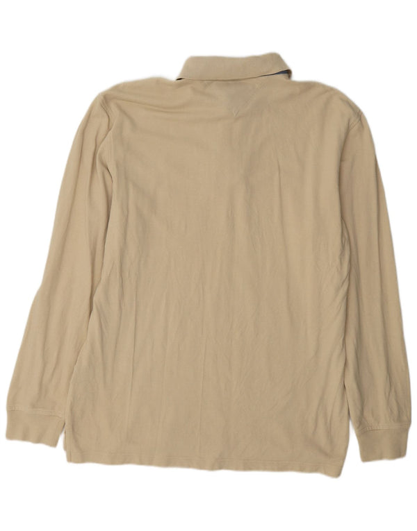 Polo da uomo a maniche lunghe Tommy Hilfiger grande in cotone beige