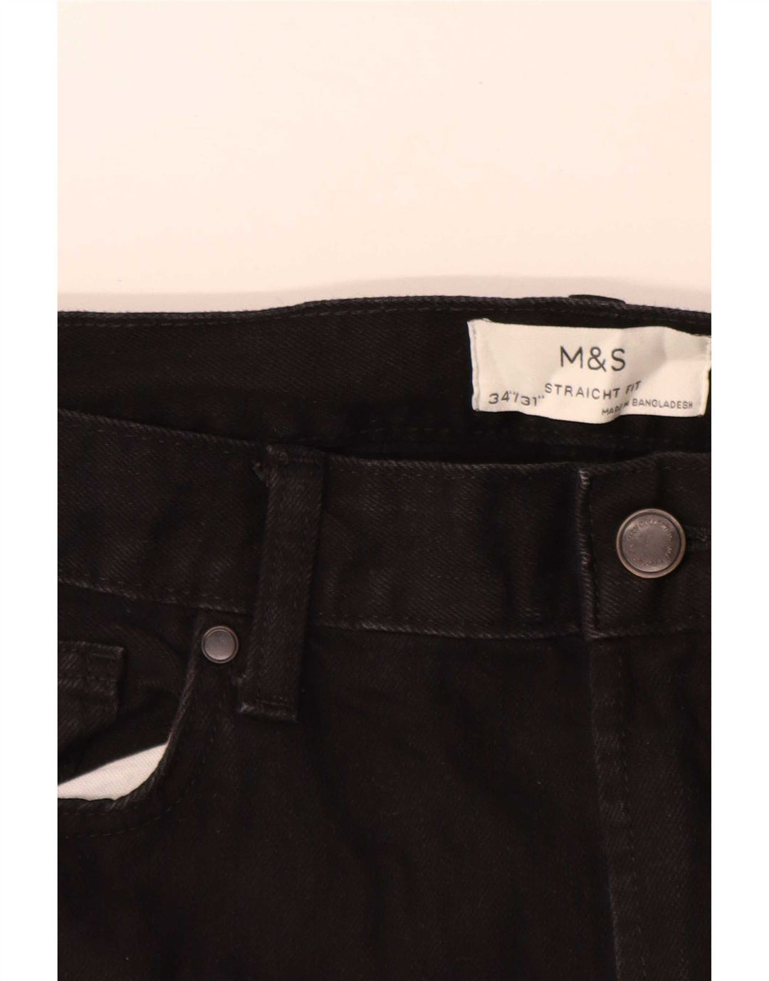 Jeans dritti da uomo Marks & Spencer W34 L31 cotone nero