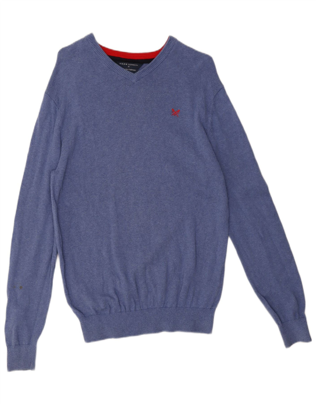 Crew Clothing Maglione da uomo con scollo a V in cotone blu medio