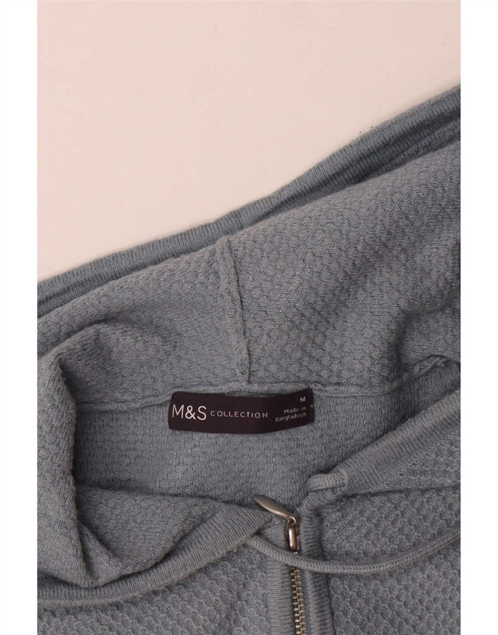 Maglione cardigan con cappuccio da uomo Marks & Spencer in viscosa blu medio