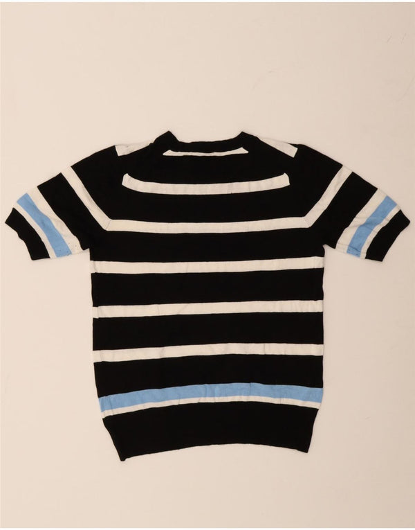 Maglione corto girocollo da donna Zara UK 14 a righe grandi nere