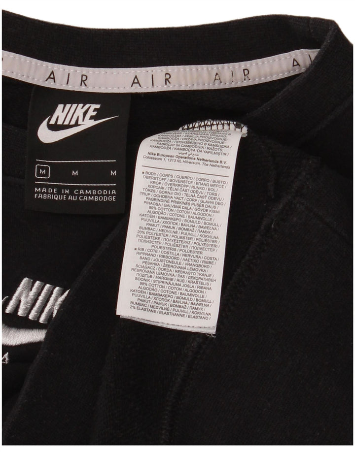 Felpa corta Nike da donna con grafica, maglione UK 12, cotone nero medio