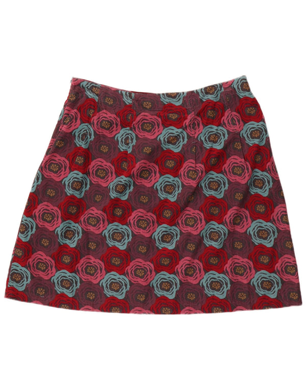 Gonna in velluto a coste da donna Seasalt UK 14 Grande W34 Cotone floreale bordeaux