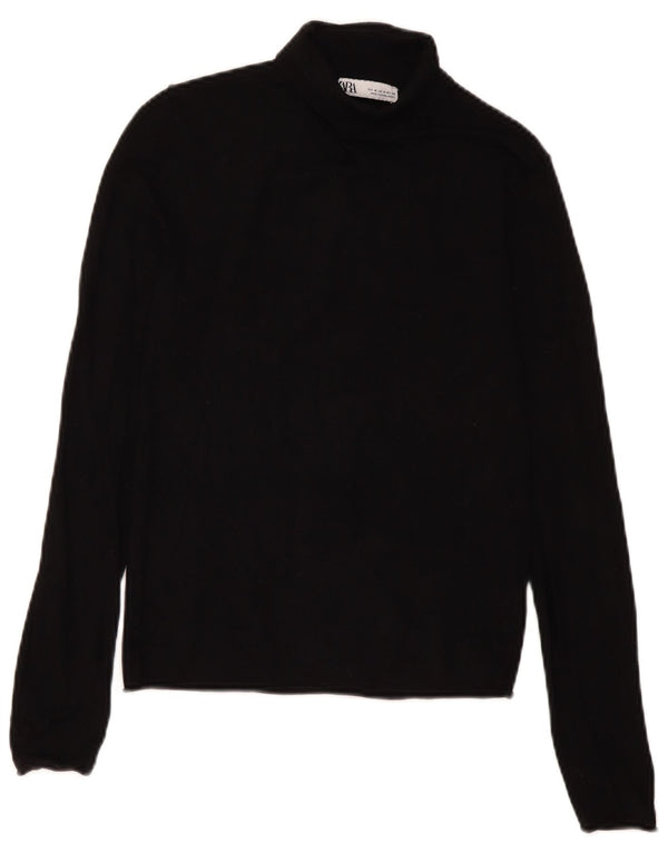 Maglione maglione a collo alto da donna Zara UK 12 viscosa nera media