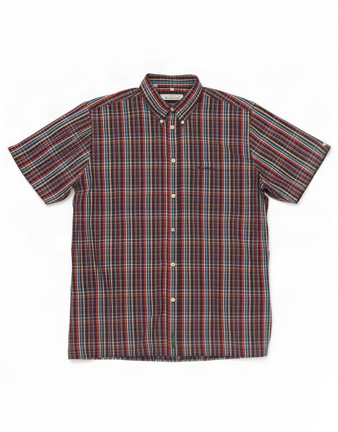 Camicia a maniche corte da uomo Ben Sherman XL in cotone a quadri multicolore