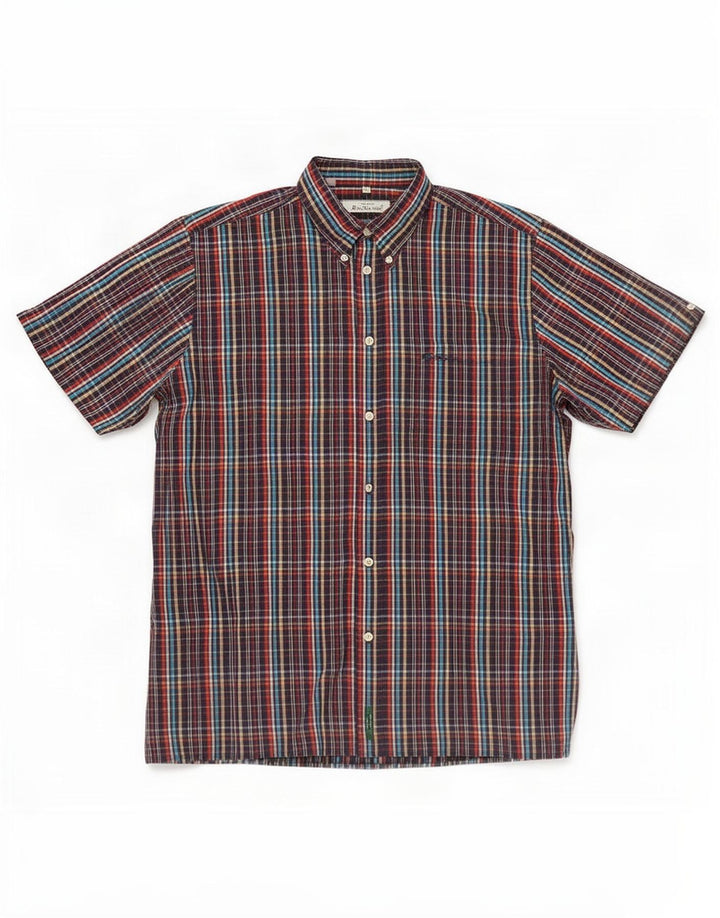 Camicia a maniche corte da uomo Ben Sherman XL in cotone a quadri multicolore