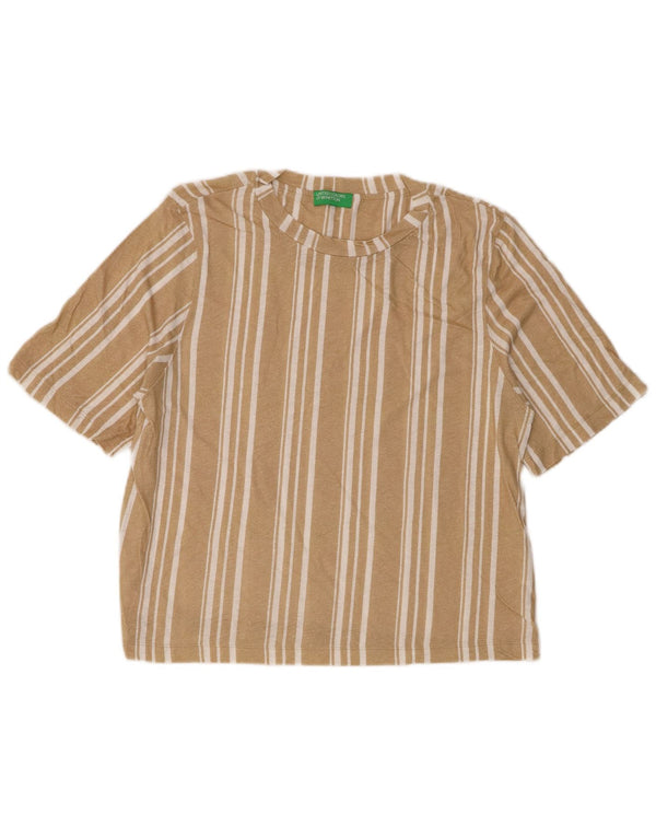 T-shirt corta da donna Benetton Top UK 14 Cotone a righe beige medio