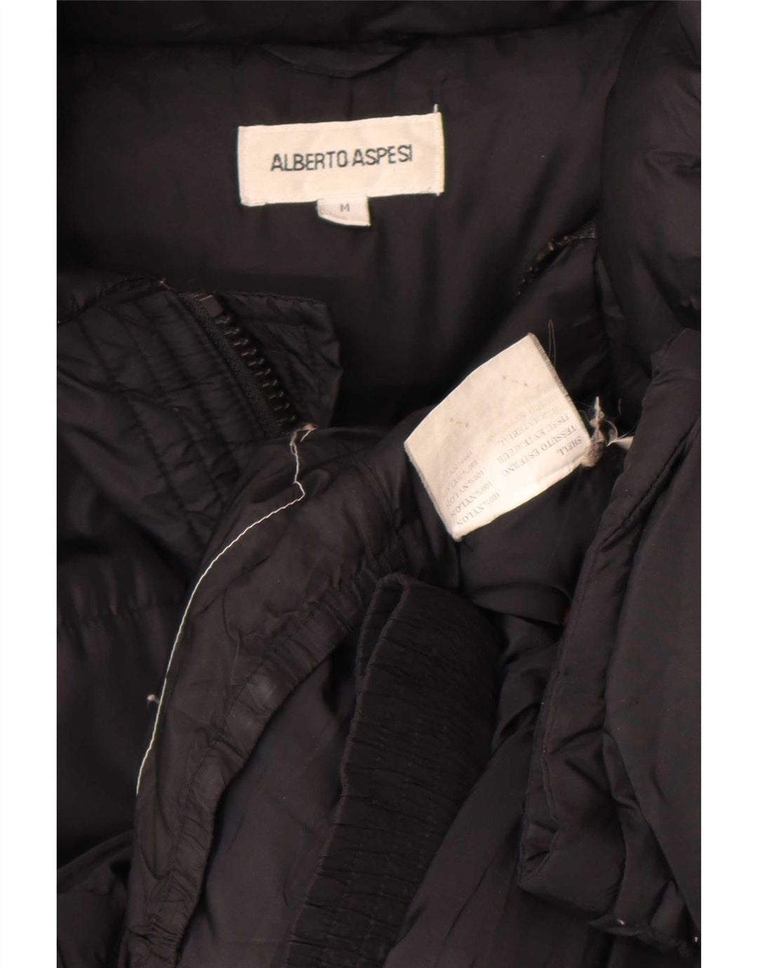 Giacca imbottita con cappuccio da uomo Alberto Aspesi UK 38 nylon nero medio