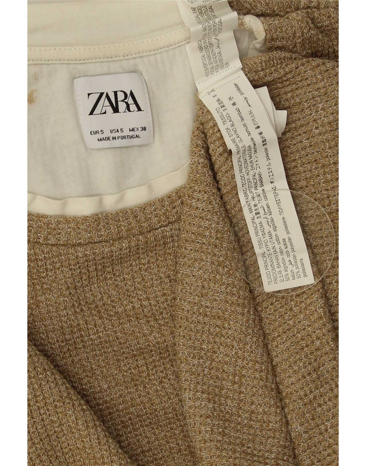 Top Zara da uomo a maniche lunghe piccolo in cotone beige