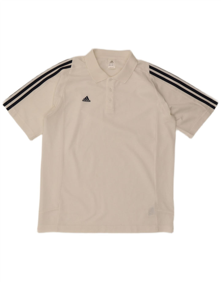 ADIDAS Mens Climalite Polo Shirt UK 40/42 Medium Off White Polyester