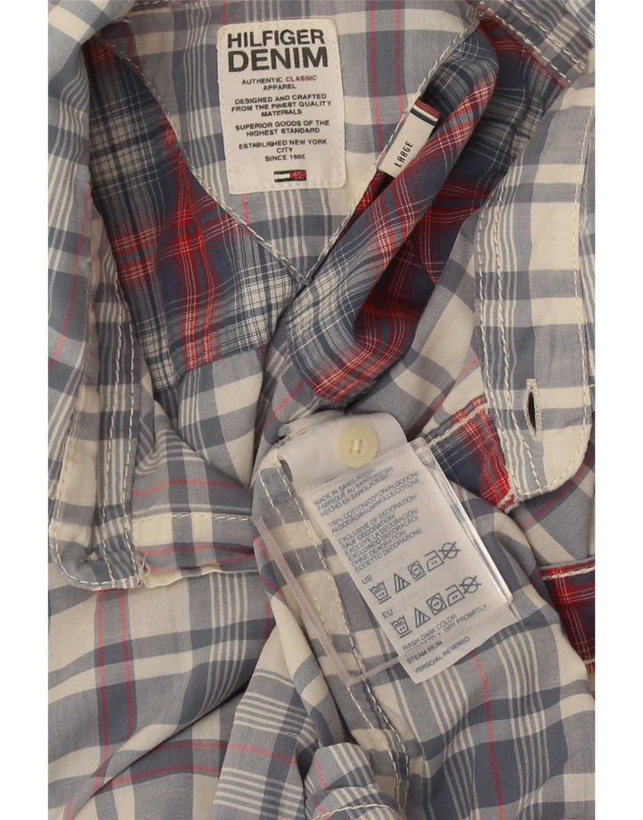 Camicia da uomo Tommy Hilfiger a quadri grandi in cotone blu