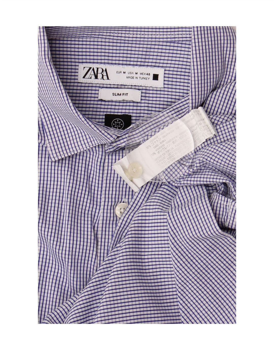 Camicia ZARA da uomo slim fit in cotone a quadri blu medio