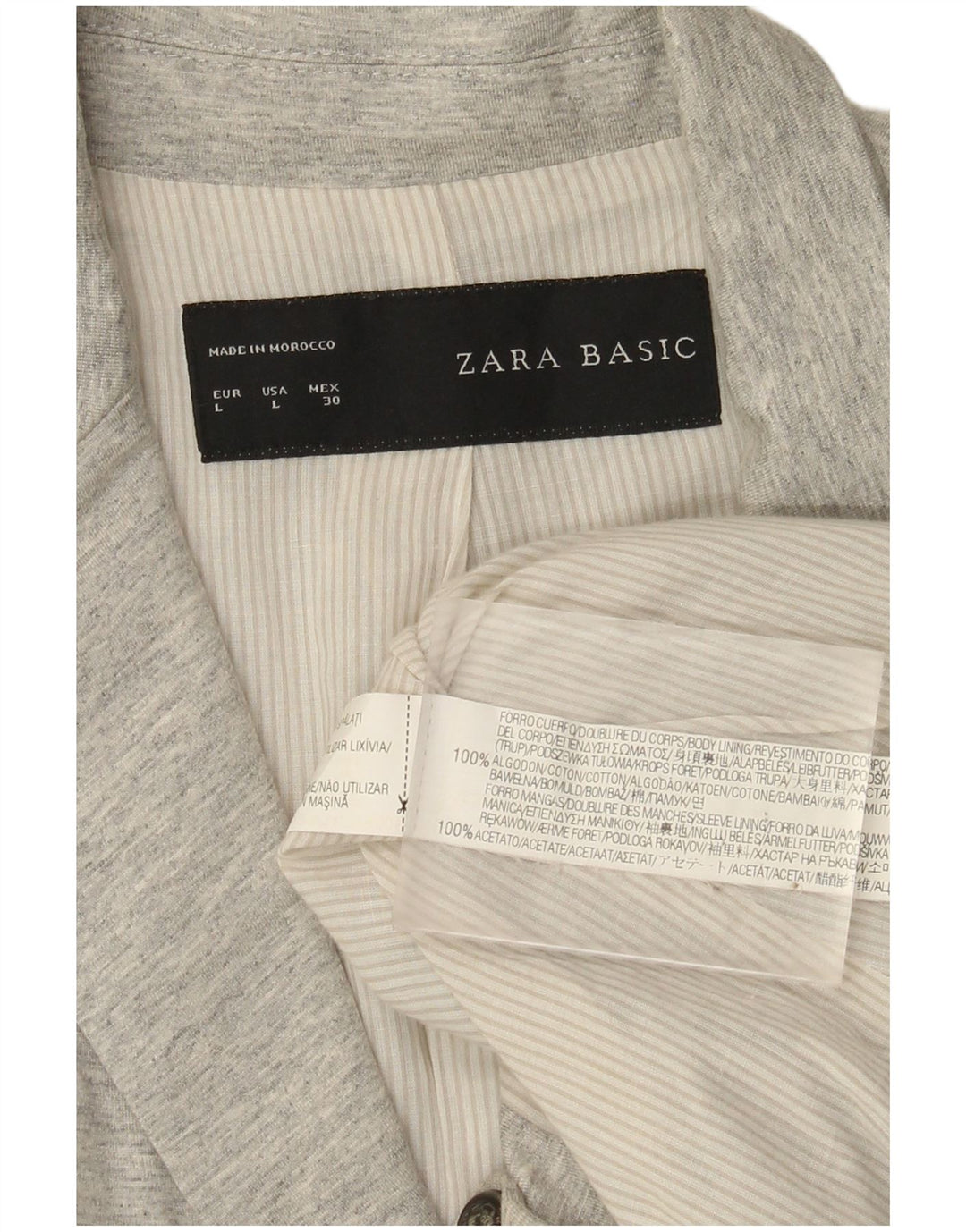 Giacca blazer a 1 bottone da donna Zara UK 14 grande cotone chiazzato grigio