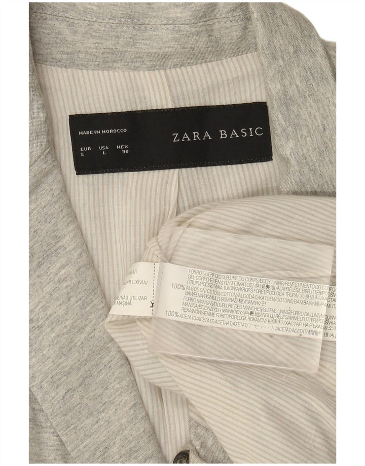 Giacca blazer a 1 bottone da donna Zara UK 14 grande cotone chiazzato grigio