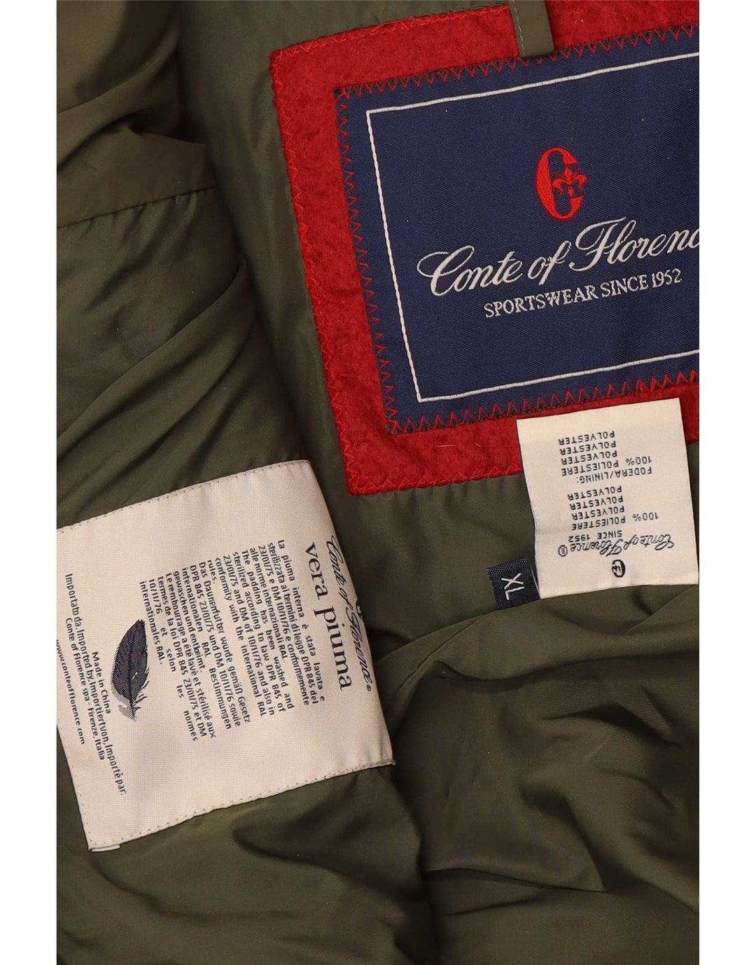 Giacca imbottita da uomo Conte of Florence UK 42 XL Poliestere kaki