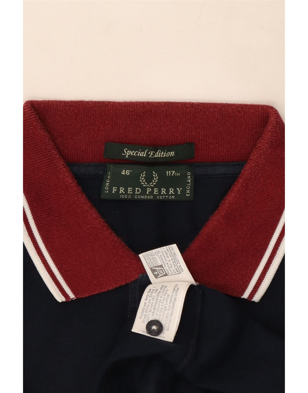 Polo da rugby da uomo Fred Perry grande in cotone blu navy