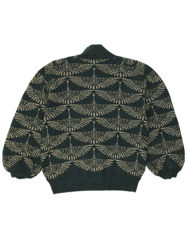 Maglione maglione vintage da donna con collo dolcevita UK 14 Verde medio