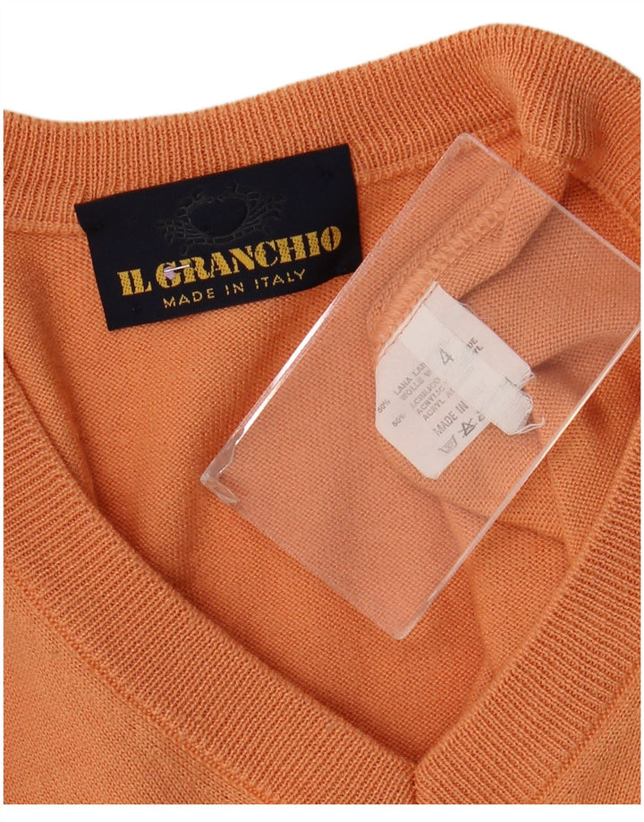 Maglione da uomo con scollo a V Il Granchio Lana a righe arancione medio
