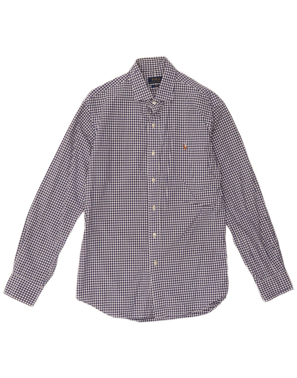 Polo Ralph Lauren Mens Slim Fit Shirt Large Blue Gingham Cotton