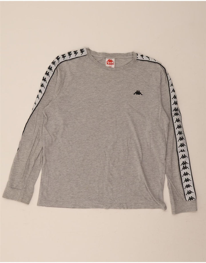 KAPPA Top grafico da uomo a maniche lunghe in cotone color block grigio grande