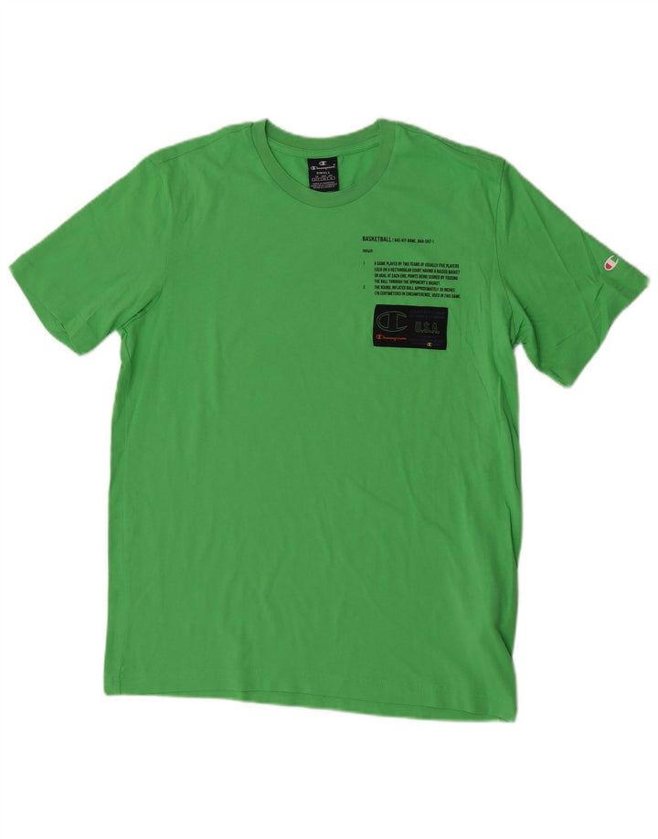T-shirt grafica da uomo CHAMPION Top piccola in cotone verde