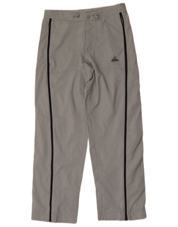Pantaloni chino dritti Adidas da ragazzo 13-14 anni W30 L30 poliestere grigio