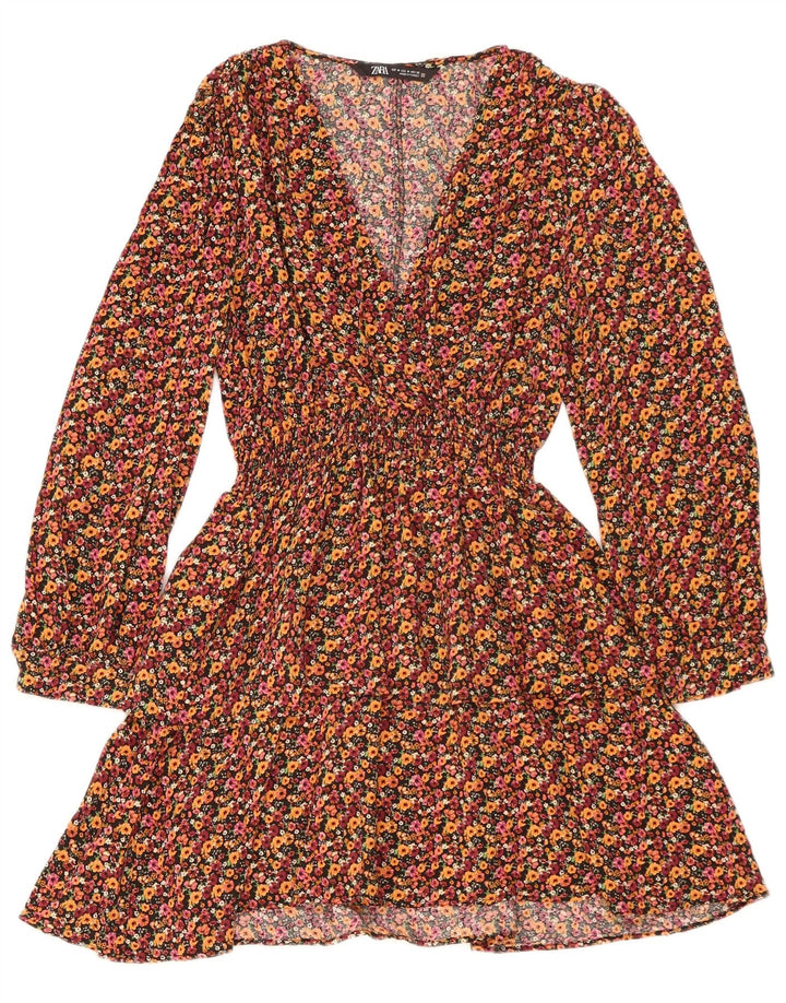 Abito impero da donna Zara UK 12 medio floreale multicolore
