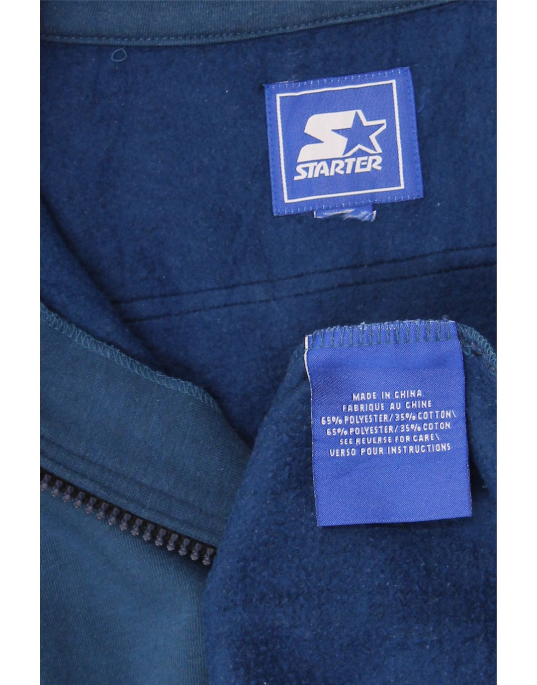 Felpa Starter da uomo con collo con zip, maglione XL, poliestere color block blu