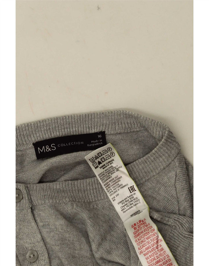 Maglione cardigan corto da donna Marks & Spencer UK 16 grande viscosa grigia