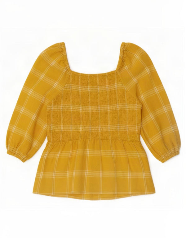 Camicetta con maniche a 3/4 da donna Marks & Spencer UK 14 medio giallo a quadri