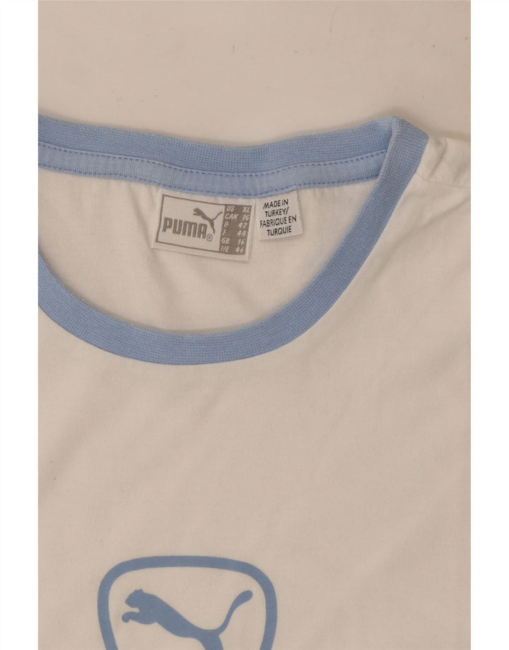 T-shirt grafica da donna Puma UK 14 Medium Bianca