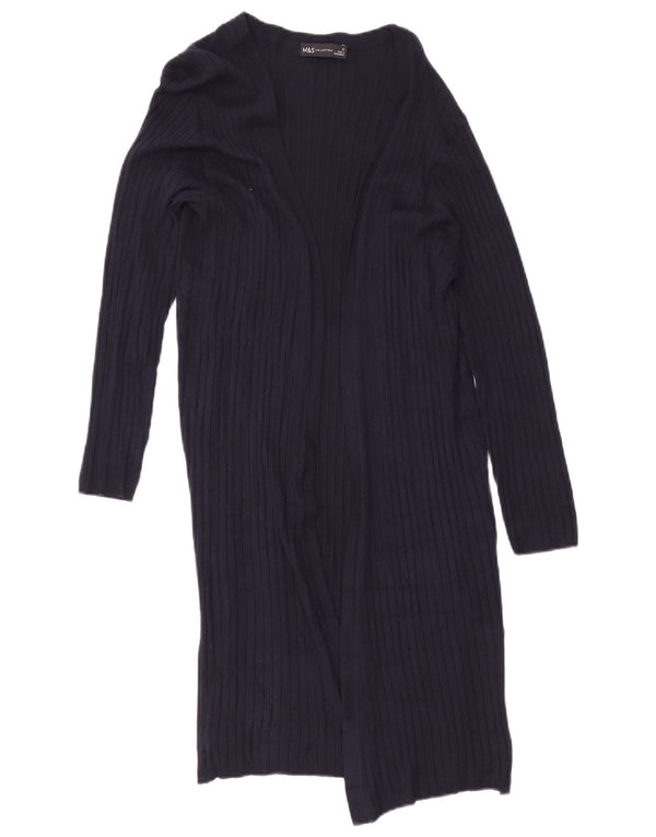Maglione cardigan lungo da donna Marks & Spencer UK 12 medio blu navy