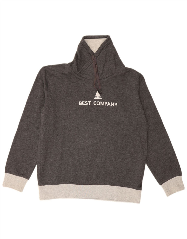 Best Company Felpa con grafica da uomo Maglione grande grigio color block